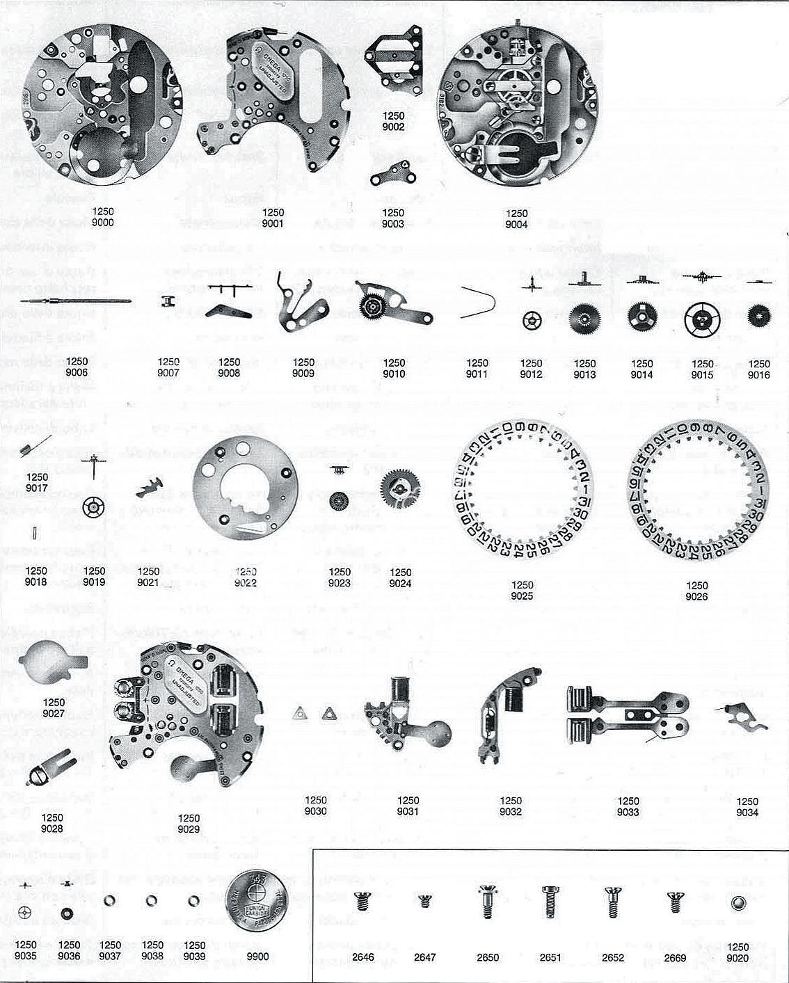 Omega 1250 watch parts Omega 1250 watch parts