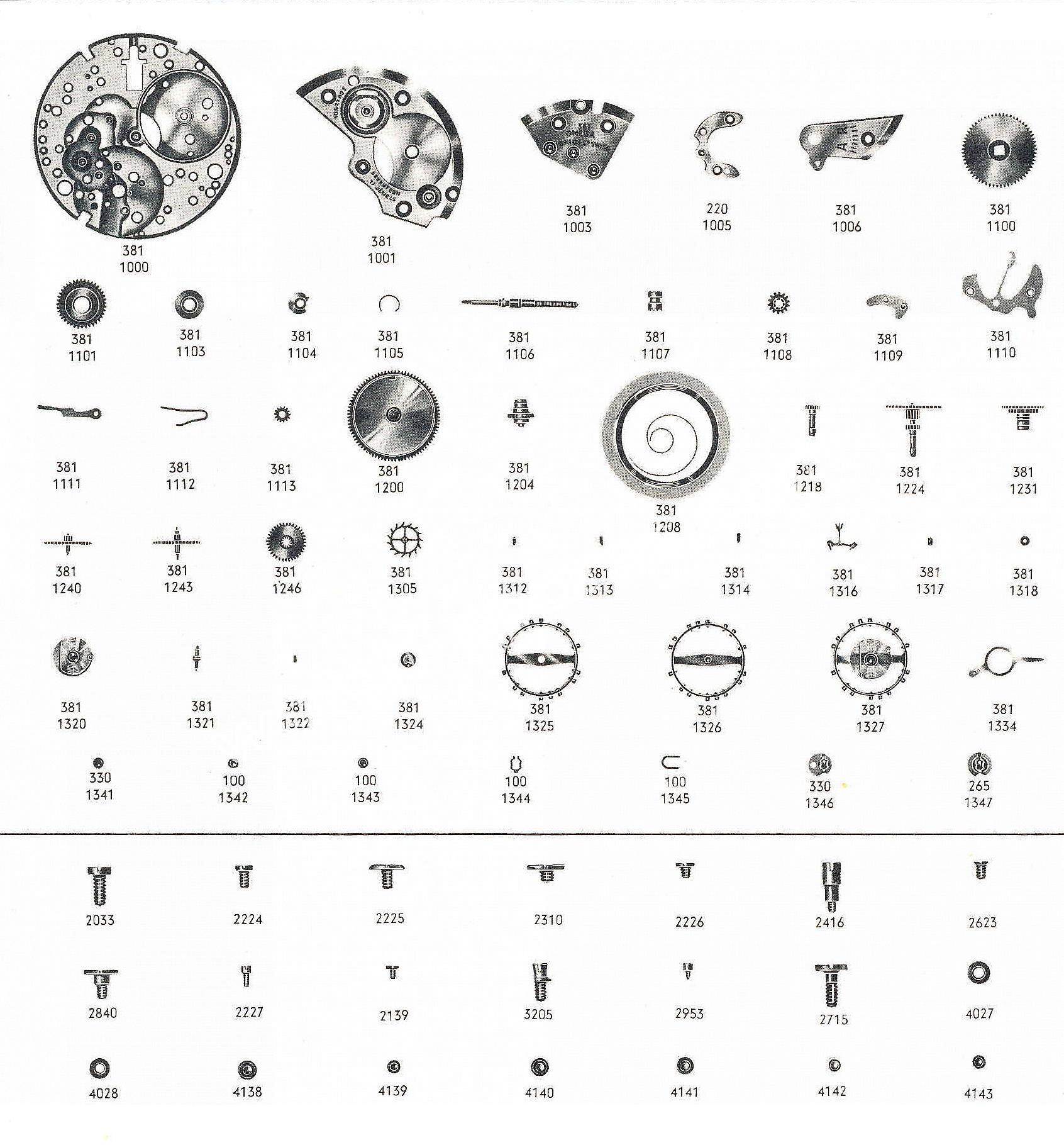 Omega 381 watch parts Omega 381 watch parts