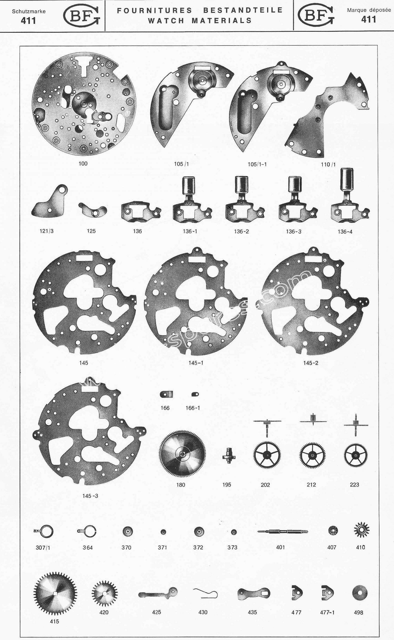 Baumgartner BFG 411 watch movement parts Baumgartner BFG 411 watch movement parts