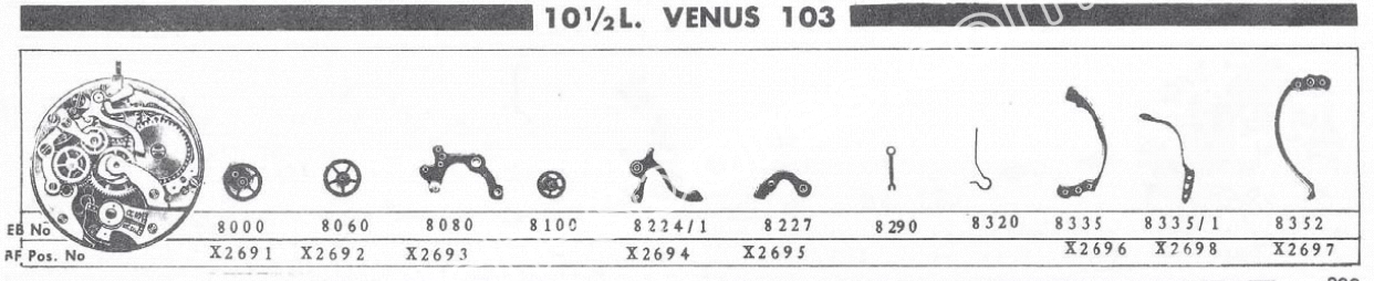 Venus 103 watch movements Venus 103 watch movements