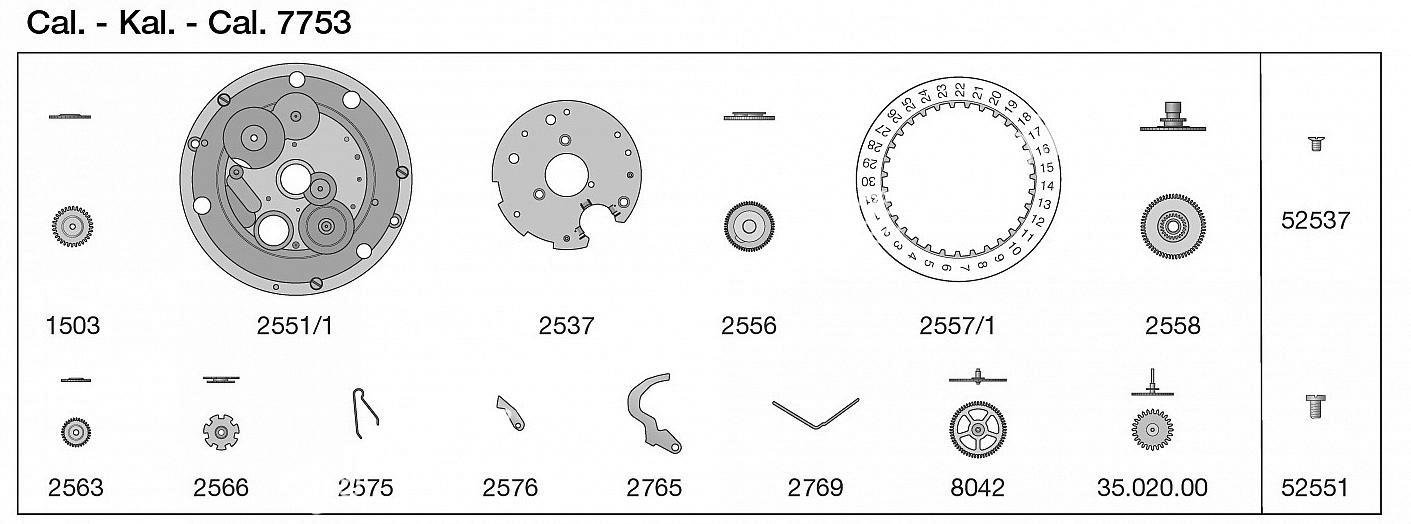 ETA ValJoux 7753 watch date spare parts ETA ValJoux 7753 watch date spare parts