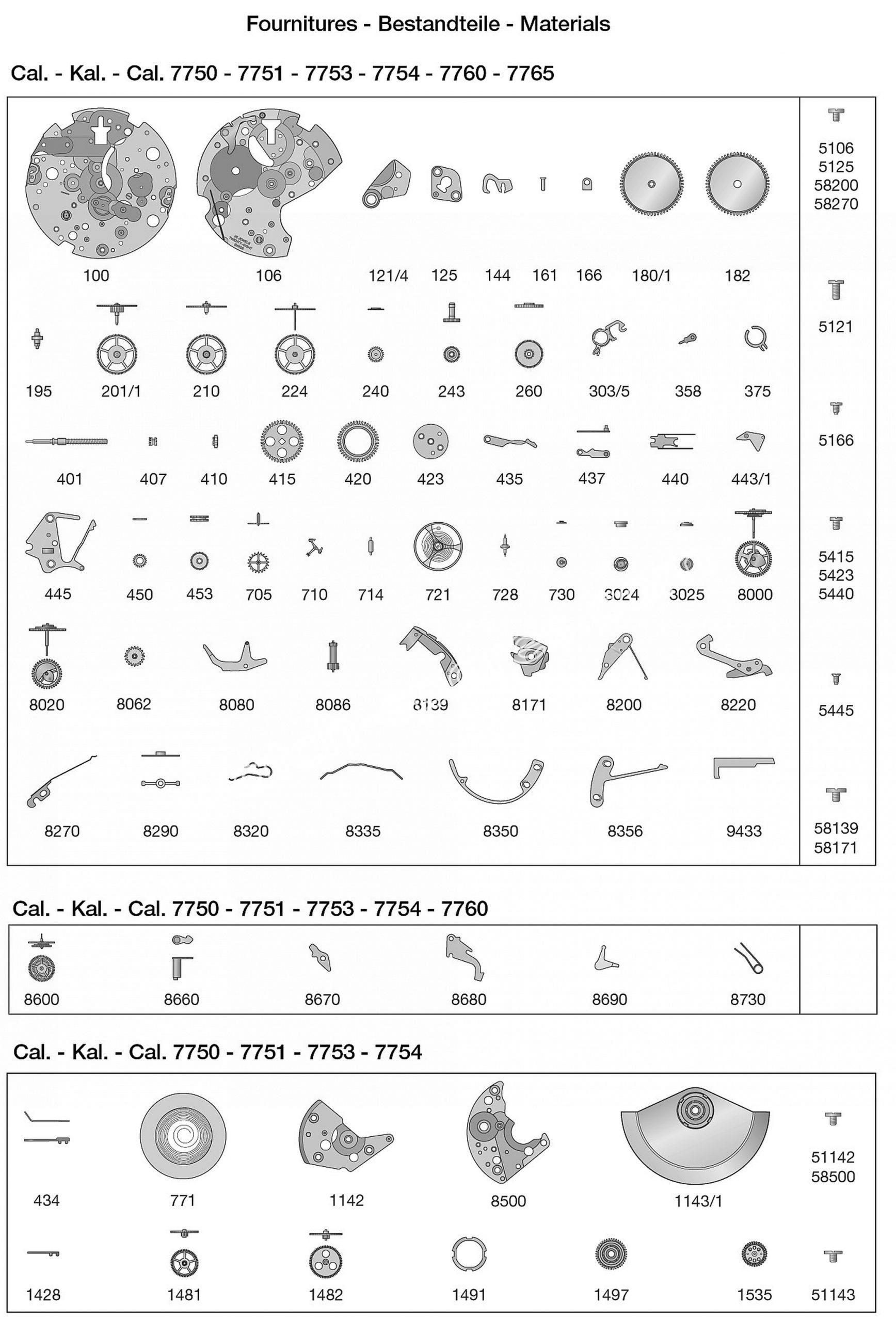 ETA ValJoux 7753 watch spare parts ETA ValJoux 7753 watch spare parts