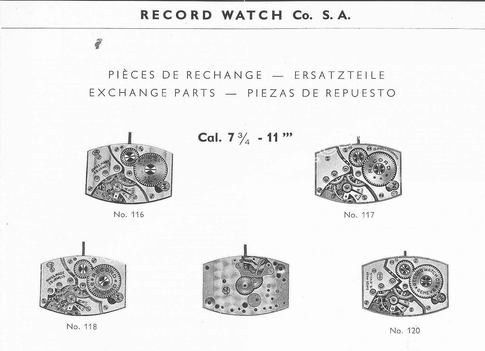 Record 116 watch movements Record 116 watch movements