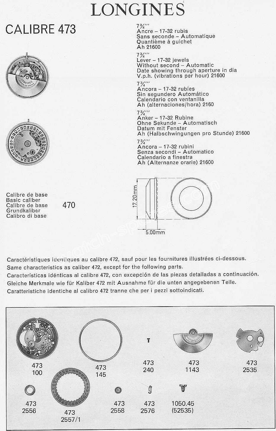 Longines 473 watch movements Longines 473 watch movements