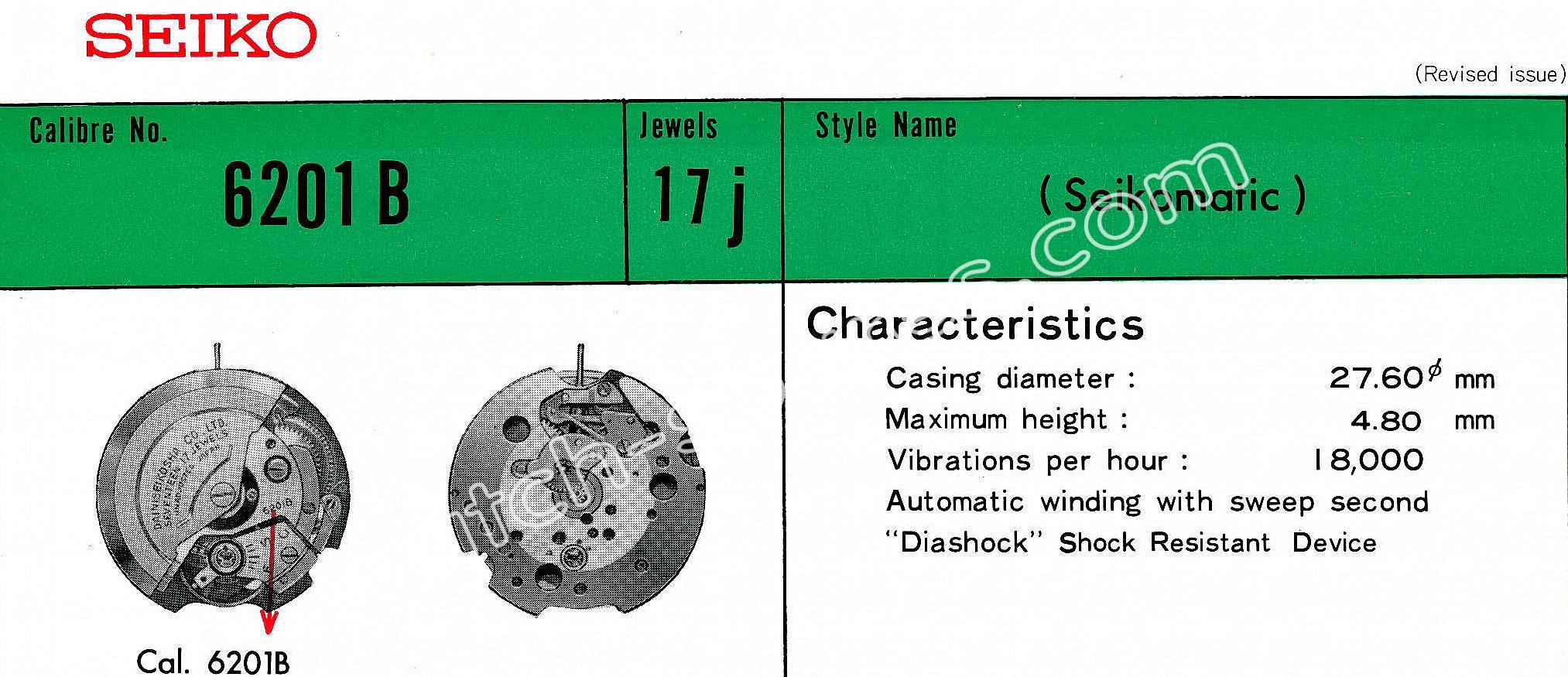 SEIKO 6201B watch movements SEIKO 6201B watch movements