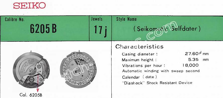 SEIKO 6205B watch movements SEIKO 6205B watch movements